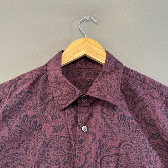 Tasso Elba Men’s Button Up Long Sleeve Shirt Red Paisley Graphic Size Large - Picture 3 of 9